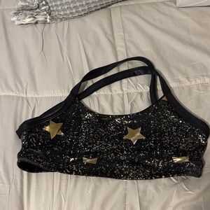 Zumba Fitness Black and Gold Starry Sports Bra